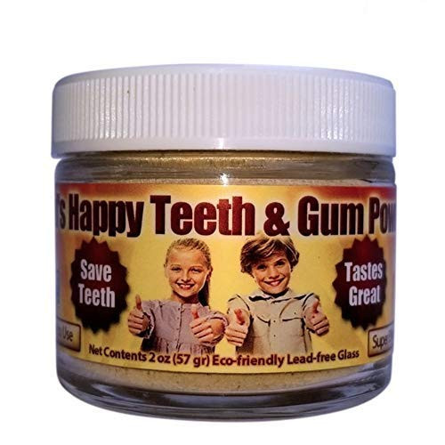 Organic Kids Tooth Powder - Happy Teeth  and  Gum Powder - Highly Effective  Help Reduce Plaque  Cavity Formation  Gum Recession  Bleeding  Receding Gums  gingivitis  Sensitivity  and  Inflammation