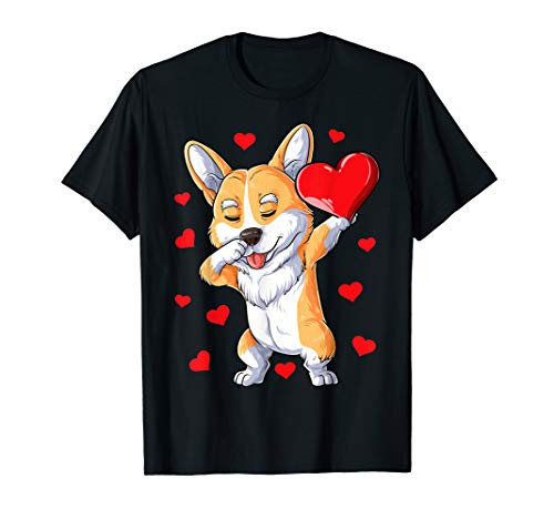 Dabbing Corgi Heart Valentines Day Boys Kids Love Dog Lover T-Shirt