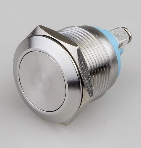 Push Button Momentary Switch, N.O. Metal Dome Push Switch, Shallow Depth 22mm X 22mm, Screw-On Terminals