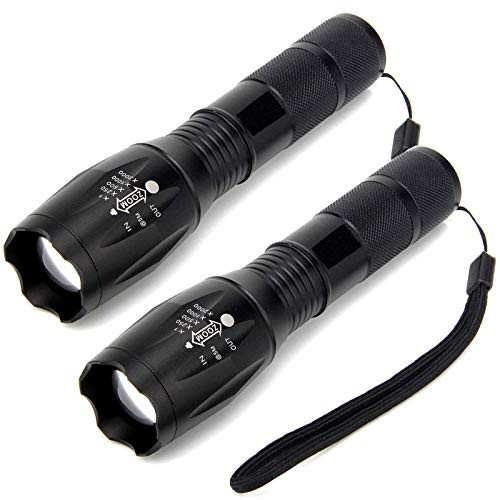 Flashlights  ZHUPIG LED Flashlight  2 PACK   Handheld Light with High Lumens  Zoomable  5 Modes  Water Resistant  for Camping  Outdoor  Everyday Flashlights Battery Not Included