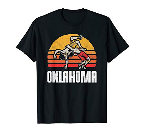 Oklahoma Vintage Wrestling Retro Wrestlers and Sun Graphic T-Shirt