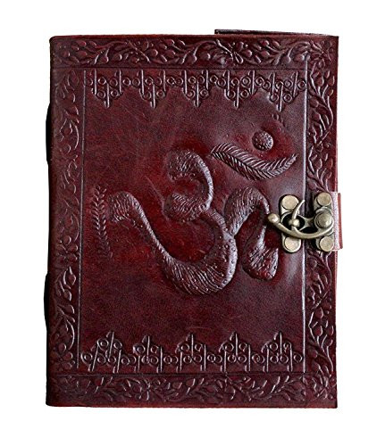 TUZECH Leather Journal Writing Notebook -Antique Handmade Leather Bound Daily Notepad for Men Women Unlined Paper Perfect Gift for Art Sketchbook  Travel Diary and Notebooks  Om
