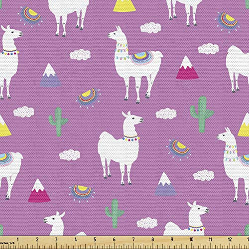 Ambesonne Cactus Print Fabric by The Yard Illustration of Llama Mountains Ethnic Details Sun Nursery Scene of Nature Decorative Fabric for Upholstery and Home Accents 1 Yard White Purple Ambesonne Cactus Print Fabric by The Yard Illustration of Llama Mountains Ethnic Details Sun Nursery Scene of Nature Decorative Fabric for Upholstery and Home Accents 1 Yard White Purple