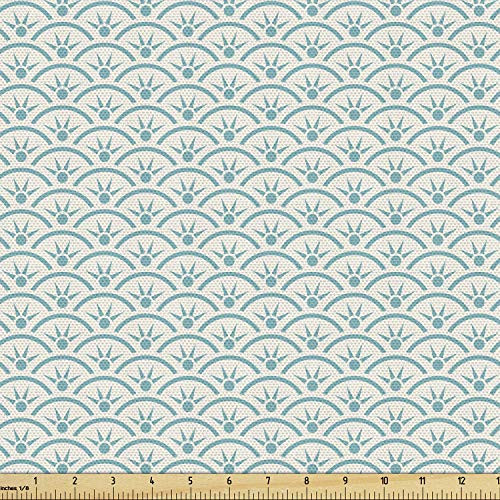 Ambesonne Japanese Fabric by The Yard  Ocean Illustration Curvy Rippled Aqua Bubbly Sun and Rays  Decorative Fabric for Upholstery and Home Accents  1 Yard  Pale Blue Ambesonne Japanese Fabric by The Yard  Ocean Illustration Curvy Rippled Aqua Bubbly Sun and Rays  Decorative Fabric for Upholstery and Home Accents  1 Yard  Pale Blue
