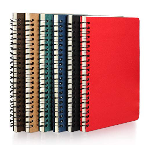 Spiral Ruled Notebook  EUSOAR A5 6 packs 5.7x8.2 inch Lined Travel Writing Notebooks Journal  Memo Notepad Sketchbook  Students College Office Business Subject Diary Ruled Spiral Book Journal-6 Colors