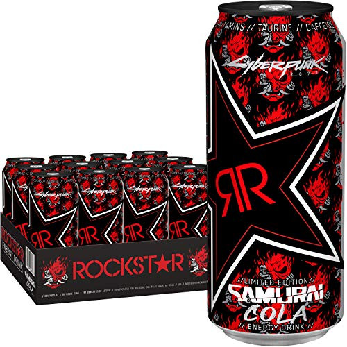 Rockstar Limited Edition Samurai Cola Energy Drink  Caffeine and Taurine  16 oz cans  12 Count