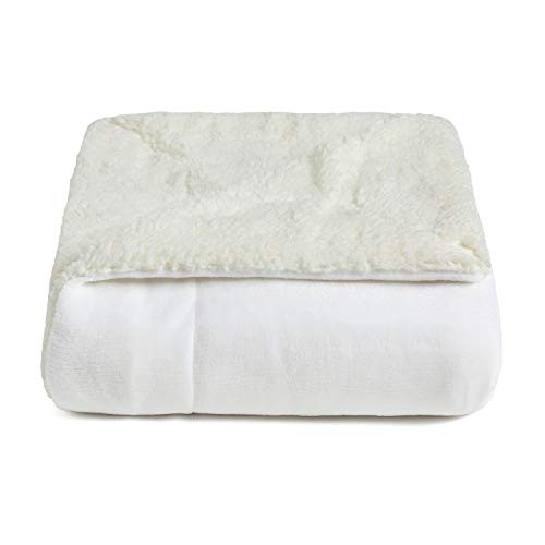 JINGCHENG Sherpa Fleece Throw Blanket Super Soft Plush Warm Reversible Flannel Blanket for Couch Bed  Snow  Throw 50 inchx60 inch