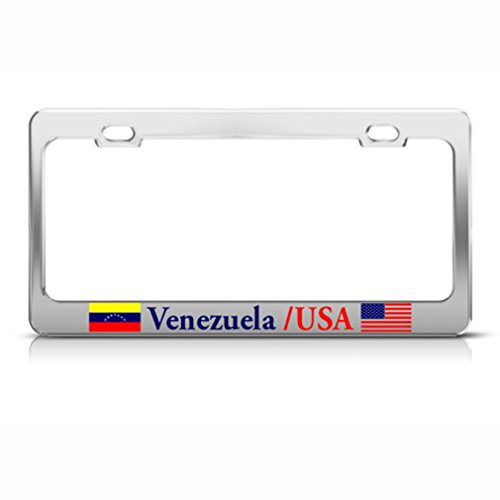 Speedy Pros America Venezuela Country Metal License Plate Frame Tag Holder