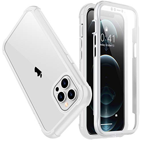 SPIDERCASE Compatible with iPhone 12 Pro Max  Protective Case with Built-in Screen Protector  White Clear