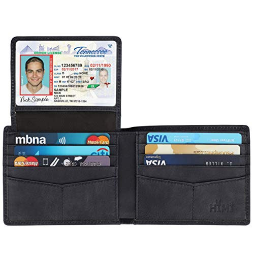 Wallet for Men-Genuine Leather RFID Blocking Bifold Stylish Wallet With 2 ID Window  Denim Blue