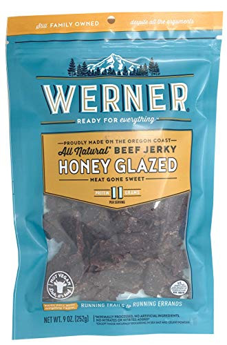 Werner Beef Jerky All Natural Honey Glazed Meat Snack  9 Ounce