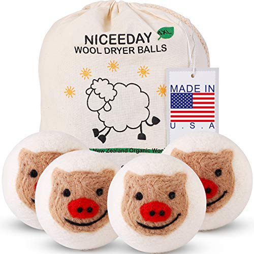 Wool Dryer Balls USA Laundry XXL 4-Pack Handmade Dryer Balls Natural Fabric Softener 100 percent New Zealand Wool Reusable Reduces Wrinkles Chemical Free Hypoallergenic Shorten Drying Time