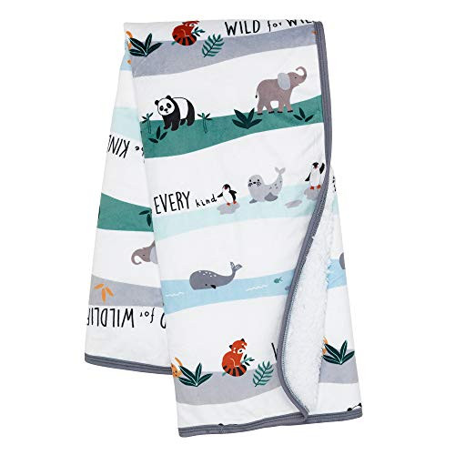Lambs  and  Ivy Wild Life Soft Minky Sherpa Baby Blanket - Protect The Animals