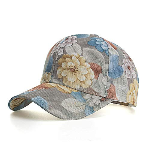 Women Flora Print Baseball Caps Adjustable Trucker Hat Sport Headband Classic Sun Sports Visor Hat Cap Gray