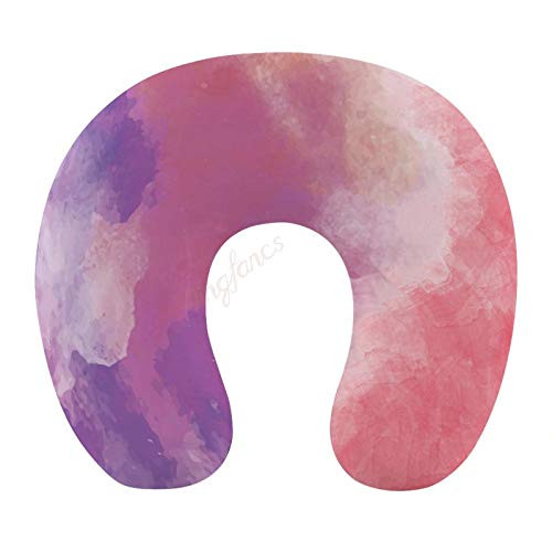 Airplane Neck Pillow for Traveling - Purple Pink Watercolor Memory Foam  Adjustable Travel Pillows for Sleeping - Soft Head Rest   Neck Support Airplane Neck Pillow for Traveling - Purple Pink Watercolor Memory Foam  Adjustable Travel Pillows for Sleeping - Soft Head Rest   Neck Support