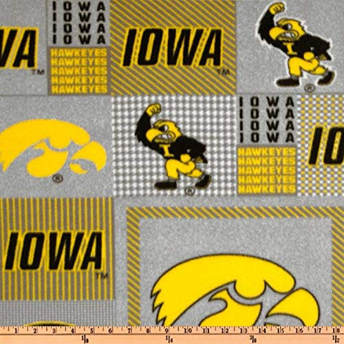 Sykel Enterprises NCAA Iowa Hawkeyes Fleece Plaid Blocks Grey  Yard  Multi