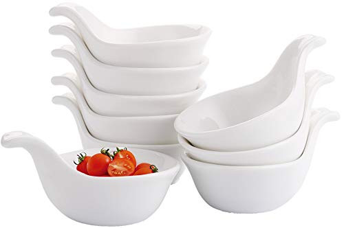 Lawei 9 Pack Ceramic Dipping Bowls Set - 3 Oz Side Dishes with Handle Sauce Serving Bowls for Condiment  Ketchup  Appetizer  Ramekin  Sauce  Vinegar  BBQ