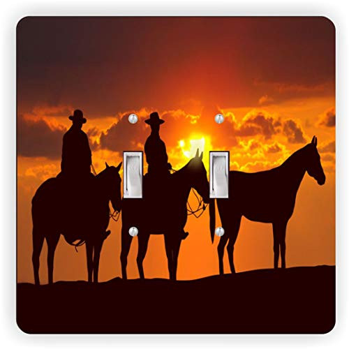 Cowboys in Sunsets - Light Switch Plate Cover - Double Toggle