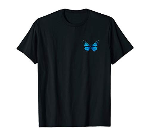 Blue Butterfly Soft Aesthetic Emoji Cute Butterflies Pocket T-Shirt