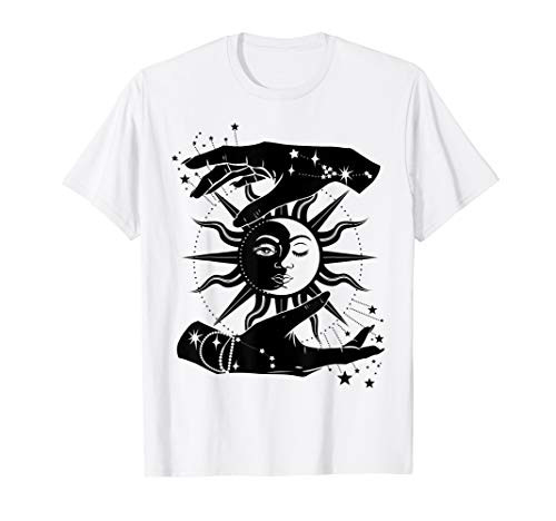 Sun And Moon Hands Tarot Card Style T-Shirt