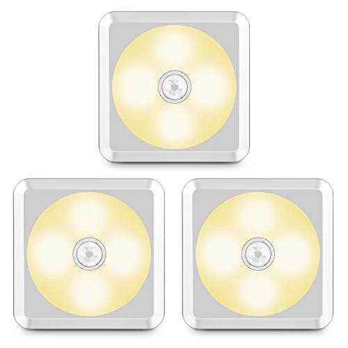 URPOWER Motion Sensor Light  Battery Operated Closet Light Wireless Motion Sensor Closet Lights Stick-on Anywhere Motion Sensor Night Lights for Stair  Cabinet  Closet  Bathroom-Warm White 3 Pack
