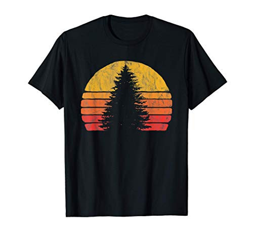 Solitary Pine Tree Sun - Vintage Retro Outdoor Graphic T-Shirt