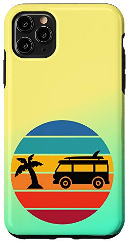 iPhone 11 Pro Max Rainbow Sunset Hippie Van Palm Tree Beach California Case