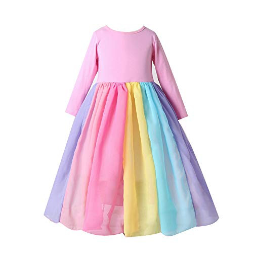 Toddler Baby Girl Summer Dress Clothes Kids Rainbow Ruffle Dress Infants Princess Sundress Playwear Outfits