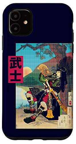 iPhone 11 Samurai Warrior Bushido Code Japanese Woodblock Glitch Style Case