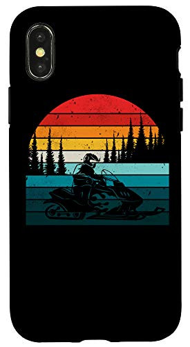 iPhone X XS Vintage Retro Snowmobile Sunset Winter Snowmobiling Sled Gif Case