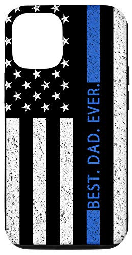 iPhone 12 12 Pro Best Dad Ever Police Officer Blue Line American Flag Cop Case
