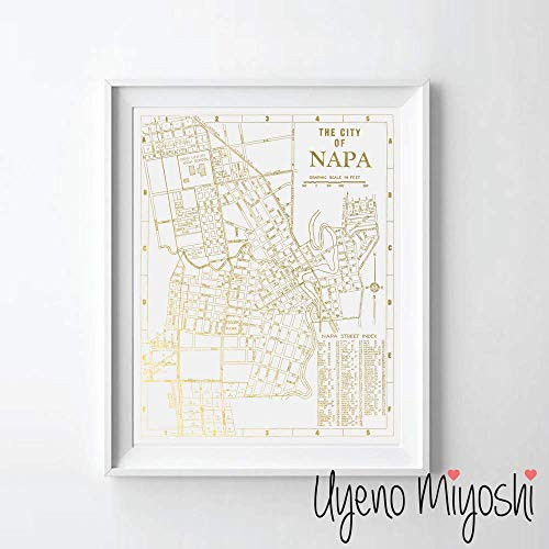 Napa Valley Street Map Gold Foil Art Print Street Map of Napa Gold Foil Print  Perfect Travel Souvenir