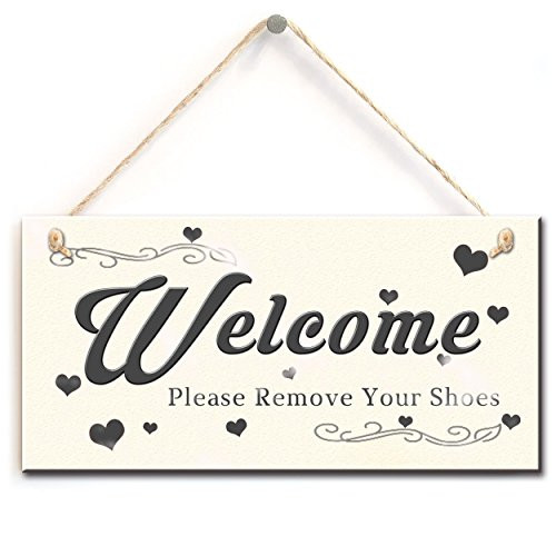 zhongfei Remove Your Shoes Welcome Please Warning Sign for Door Hanging  5 inch X 10 inch