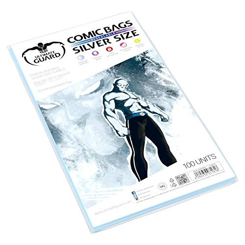 Ultimate Guard Silver Size Resealable Comic Bags  100  Soft Plastic Comic Book  Anime  and  Manga Storage