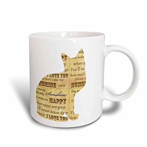 3dRose You are my sunshine Cat-inspirational art Ceramic mug  15 oz  White