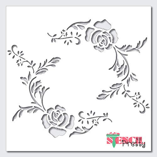 Vintage Flower Border Stencil Best Vinyl Large Stencils for Painting on Wood  Canvas  Wall  etc.-XS  6 inch x 5 inch   Ultra Thick Exhibit Grade White Color Material