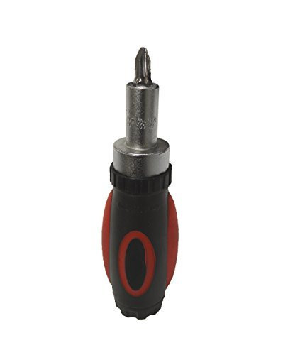 Stubby Ratcheting Screwdriver Ratchet Style Screw Driver  4-Bits Included