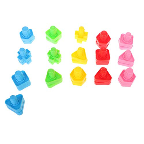 Rubsy 32PCS Screws and Nuts Montessori Screw Building Blocks Plastic Insert Blocks Nut Shape Toys Educational Toys Girls Baby Toys Toddler Infant Toys