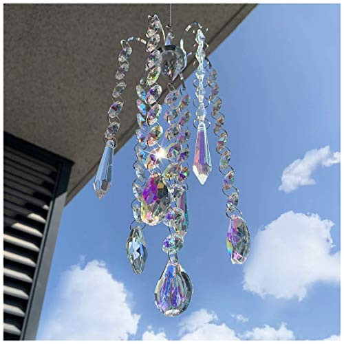 H and D HYALINE  and  DORA Chandelier Wind Chimes AB Coating Crystal Prisms Hanging Suncatcher Pendant Home Decor Gifts H and D HYALINE  and  DORA Chandelier Wind Chimes AB Coating Crystal Prisms Hanging Suncatcher Pendant Home Decor Gifts