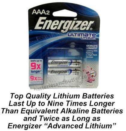 Energizer L92 Photo AAA Ultimate Lithium Battery 2 Pack