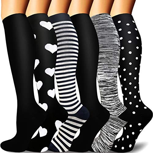Compression Socks for Women and Men 1 3 6 Pairs -Best for Running Nursing Circulation Recovery  and  Travel  A-assorted37  Small   Medium