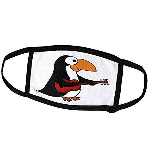 3dRose All Smiles Art Music - Funny Penguin Playing Red Guitar - Face Covers  fc_196098_3