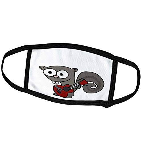3dRose All Smiles Art Music - Funny Cute Squirrel Playing Guitar Cartoon - Face Covers  fc_255807_2