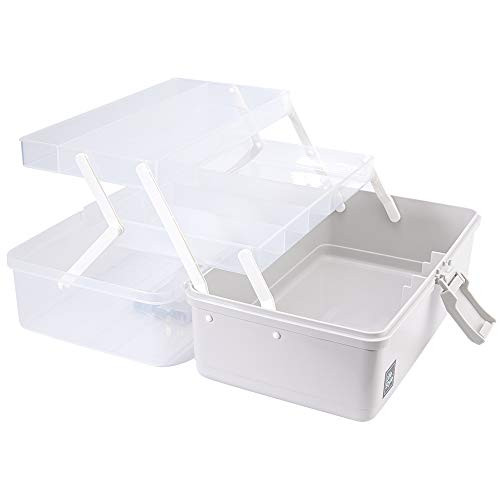 Craft Supply Storage Box  3-Layer Clear Plastic Storage Box Tool Box Multipurpose Portable Storage Box Sewing Box Handled Storage Case for Art Craft and Cosmetic School Supply  Office Supply