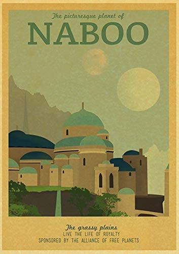 Naboo illustration  Star Wars planet  Retro travel poster  Phantom menace  Chewie wall art  Padme Amidala  Anakin Skywalker  Galactic Empire  Christmas Gift