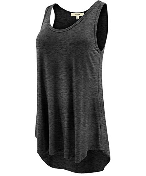 LUVAGE Women s High Low Tunic Tank Top Shirt - Casual Sleeveless Loose Fit Tops Charcoal LUVAGE Women s High Low Tunic Tank Top Shirt - Casual Sleeveless Loose Fit Tops Charcoal
