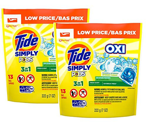 Tide Simply Pods  plusOxi Liquid Laundry Detergent Pacs  Daybreak Fresh  13Count