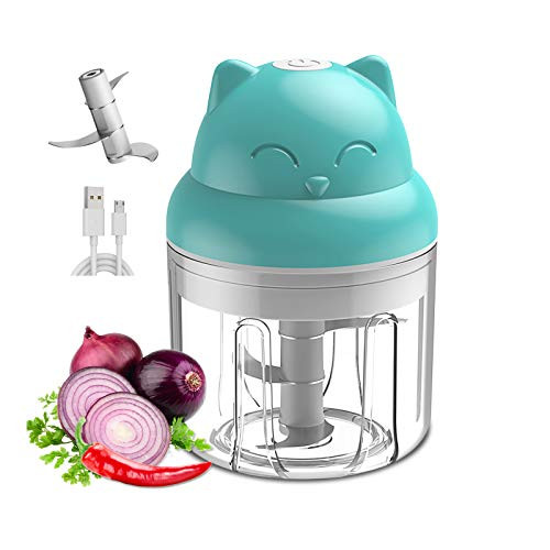 Electric Food Chopper Mini Veggie Chopper Rechargeable Pepper Blender Wireless Small Food Processor Powerful Garlic Mincer for Garlic Chili Vegetables Onions Pepper Ginger meat 250ML Blue Electric Food Chopper Mini Veggie Chopper Rechargeable Pepper Blender Wireless Small Food Processor Powerful Garlic Mincer for Garlic Chili Vegetables Onions Pepper Ginger meat 250ML Blue