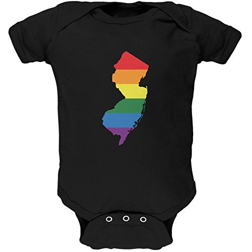 Old Glory New Jersey LGBT Gay Pride Rainbow Black Soft Baby One Piece - 18-24 Months