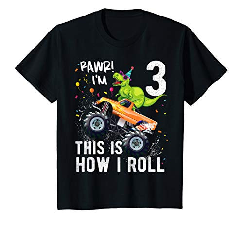 Kids T Rex Dinosaur Monster Truck 3rd Birthday Boys and Girls T-Shirt Kids T Rex Dinosaur Monster Truck 3rd Birthday Boys and Girls T-Shirt